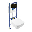 VILLEROY ET BOCH - Pack WC suspendu sans bride Architectura Twistflush [e³] rectangle + bâti-support sol et mur + plaque noir - vignette
