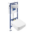 VILLEROY ET BOCH - Pack WC suspendu sans bride Architectura Twistflush [e³] rectangle + bâti-support sol et mur + plaque chrome mat - vignette