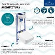 VILLEROY ET BOCH - Pack WC suspendu sans bride Architectura Twistflush [e³] rectangle + bâti-support sol et mur + plaque chrome mat - vignette