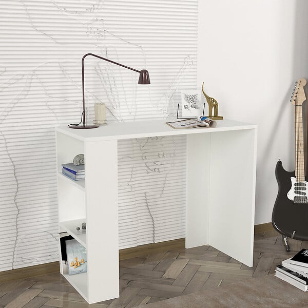 HABITAT ET JARDIN - Bureau en bois "Netenya" - 90 x 40 x 74 cm - Blanc - large