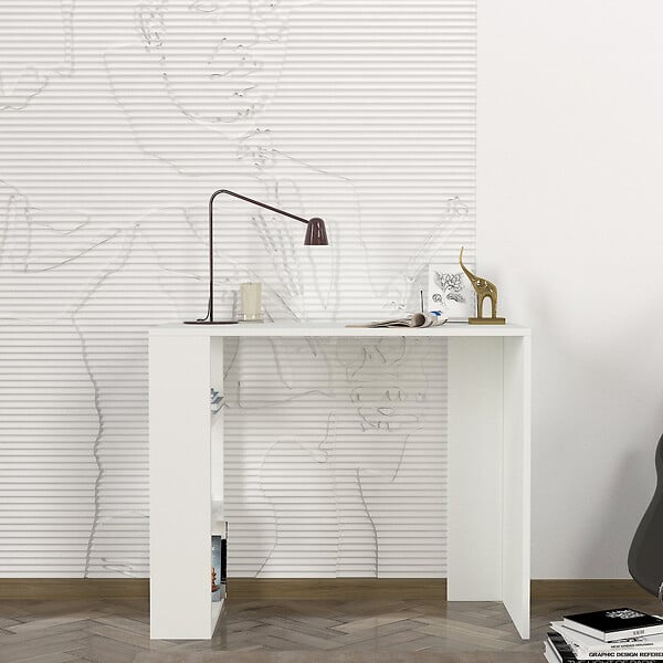 HABITAT ET JARDIN - Bureau en bois "Netenya" - 90 x 40 x 74 cm - Blanc - large