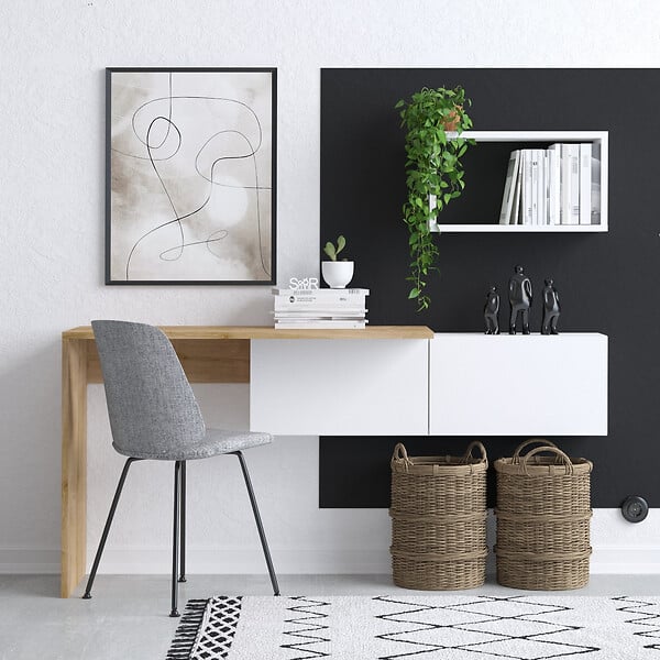 HABITAT ET JARDIN - Bureau en bois "Tiff" - 145 x 45 x 74 cm - Chêne blanc - large