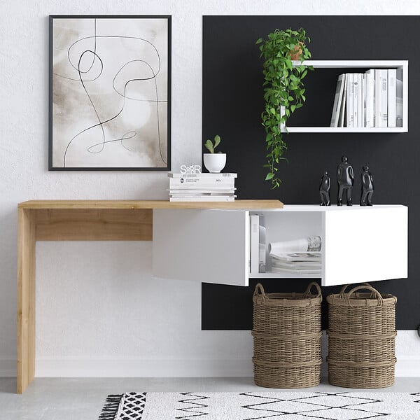 HABITAT ET JARDIN - Bureau en bois "Tiff" - 145 x 45 x 74 cm - Chêne blanc - large