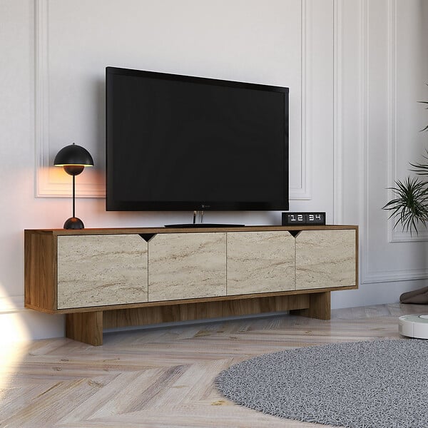 HABITAT ET JARDIN - Meuble TV en bois "istemi" 180 x 30 x 50 cm - Noyer - large