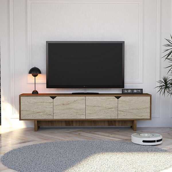 HABITAT ET JARDIN - Meuble TV en bois "istemi" 180 x 30 x 50 cm - Noyer - large