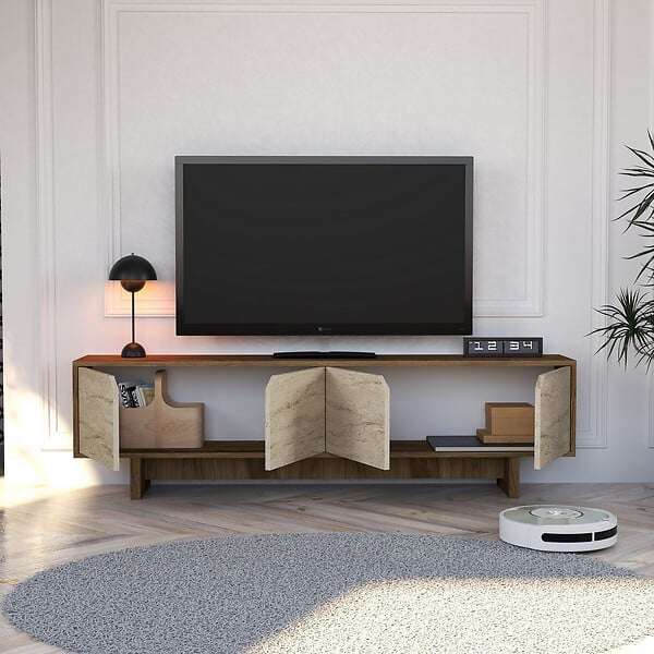HABITAT ET JARDIN - Meuble TV en bois "istemi" 180 x 30 x 50 cm - Noyer - large