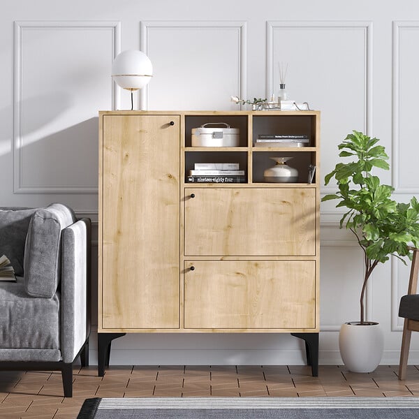 HABITAT ET JARDIN - Buffet en bois "Ewa" - 100 x 35 x 125 cm - Chêne Saphir - large