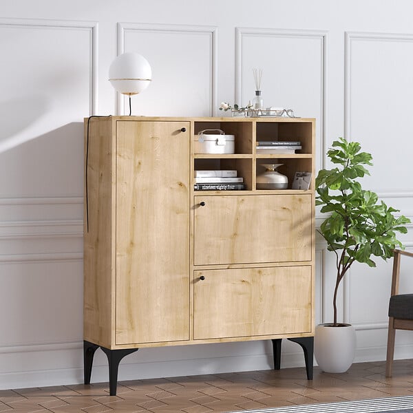 HABITAT ET JARDIN - Buffet en bois "Ewa" - 100 x 35 x 125 cm - Chêne Saphir - large