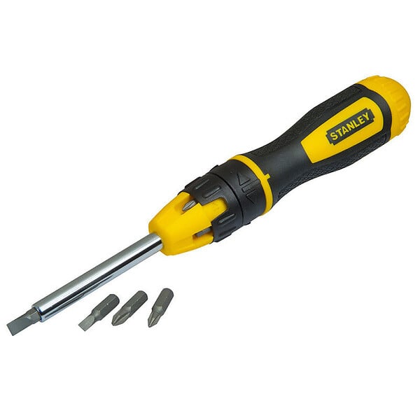 STANLEY - Tournevis porte-embouts à cliquet - 10 embouts - 1/4 hex - large