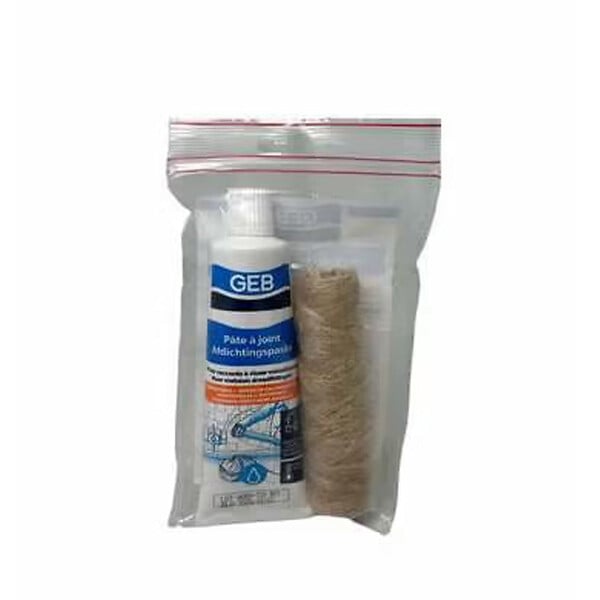 GEB - Pâte à joint eau potable + filasse pour raccords filetés métalliques - large