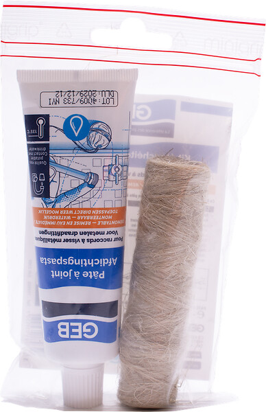 GEB - Pâte à joint eau potable + filasse pour raccords filetés métalliques - large