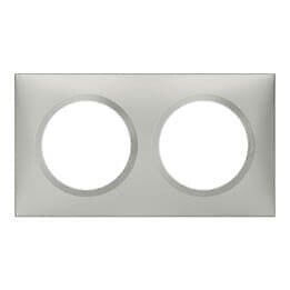 LEGRAND - Plaque carrée Dooxie 2 postes - Effet aluminium - Aluminium - large