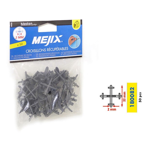 MEJIX - Croisillons récupérables pour carrelage 5mm - Lot de 50 - large