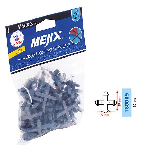 MEJIX - Croisillons récupérables pour carrelage 5mm - Lot de 50 - large