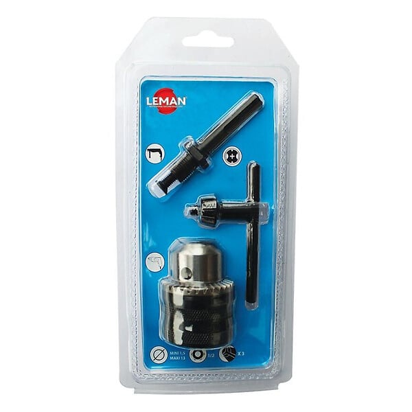 LEMAN - Kit mandrin + clé + adaptateur SDS - serrage 1,5 à 13mm - large
