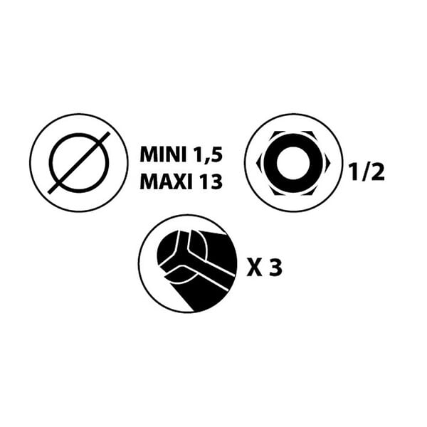 LEMAN - Kit mandrin + clé + adaptateur SDS - serrage 1,5 à 13mm - large