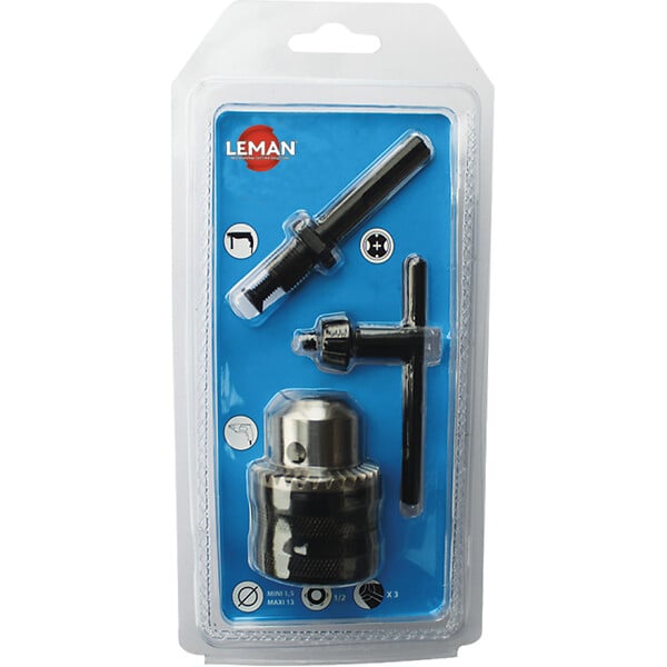 LEMAN - Kit mandrin + clé + adaptateur SDS - serrage 1,5 à 13mm - large