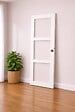 GD MENUISERIES - Porte Coulissante Kenya blanc Vitrage transparent H204 x L83 cm, coquilles, tire doigt - vignette