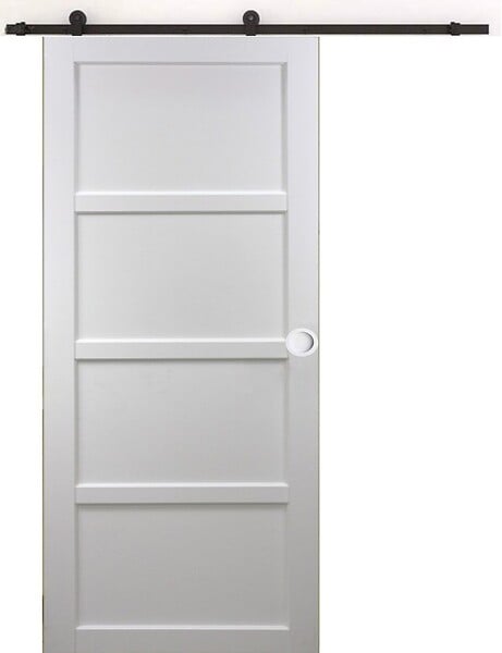 GD MENUISERIES - Porte Coulissante Tamera Blanc 4 Panneaux H204 X L93 cm, Rail Roulettes, Coquilles Blanc - large
