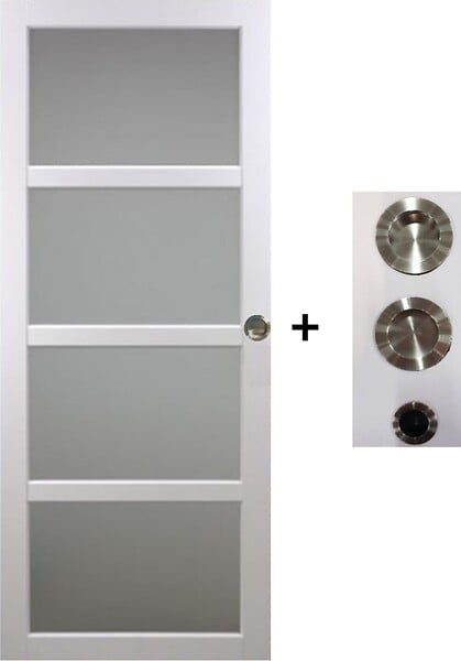 GD MENUISERIES - Porte Coulissante Tana blanc Vitrée H204 x L83 cm, coquilles, tire doigt - large