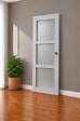 GD MENUISERIES - Porte Coulissante Greyria Gris Clair Vitrée H204 x L73 cm, coquilles, tire doigt - vignette