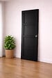 GD MENUISERIES - Porte Coulissante Telia noir 4 panneaux H204 x L73 cm, coquilles, tire doigt - vignette
