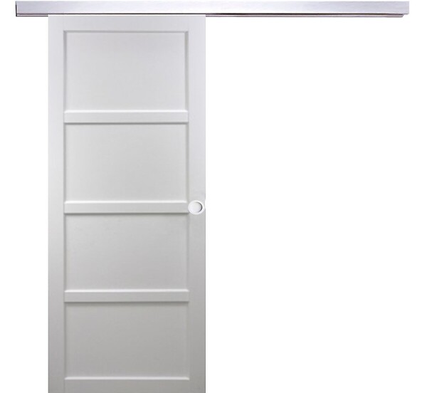 GD MENUISERIES - Porte Coulissante Tamera blanc 4 panneaux H204 x L63 cm, Rail Alu, Coquilles blanc - large