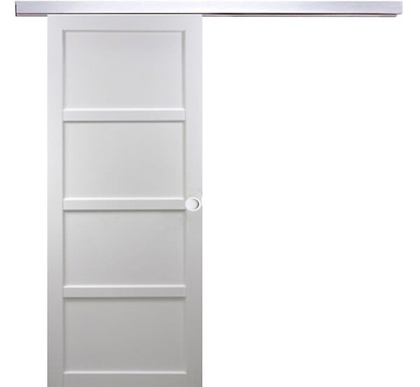 GD MENUISERIES - Porte Coulissante Tamera blanc 4 panneaux H204 x L93 cm, Rail Alu, Coquilles blanc - large