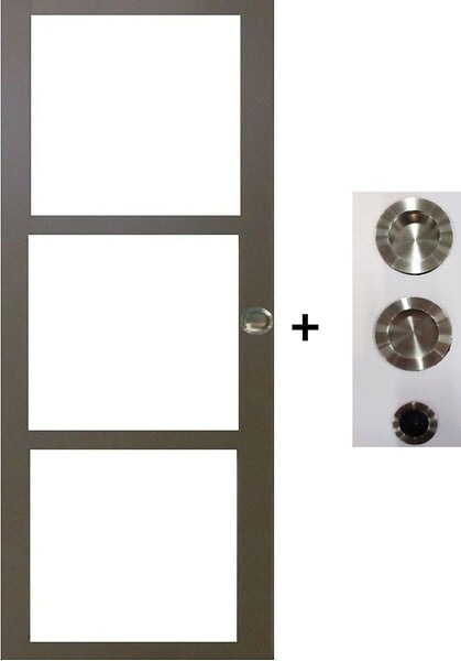 GD MENUISERIES - Porte Coulissante Gris Taupe RAL 7006 Vitrage transparent H204 x L73 cm, coquilles, tire doigt - large