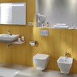 JACOB DELAFON - Pack WC suspendu sans bride Struktura+ bâti-support + plaque blanc + tabouret bois - vignette