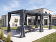 HABITAT ET JARDIN - Pergola bioclimatique en aluminium avec rideau et moustiquaire "Kensington" - 3 x 5 m - Gris - vignette