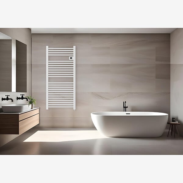 VOLTMAN - Sèche serviette aluminium 750W barres rondes - blanc - Voltman - large