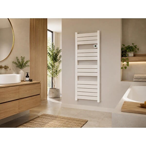 VOLTMAN - Sèche serviette aluminium 750W barres plates - blanc - Voltman - large