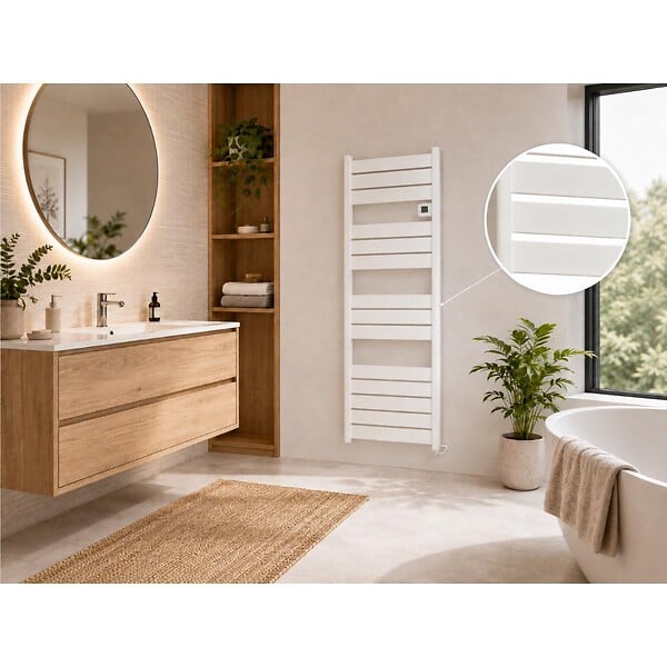 VOLTMAN - Sèche serviette aluminium 750W barres plates - blanc - Voltman - large