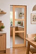 GD MENUISERIES - Porte Coulissante bois Ayous Vitrage transparent H204 x L83 cm, à Galandage (sans kit finition) - vignette