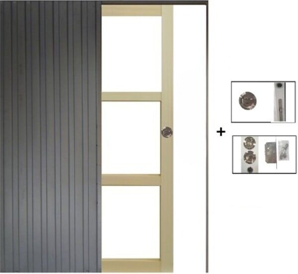 GD MENUISERIES - Porte Coulissante bois Ayous Vitrage transparent H204 x L83 cm, à Galandage (sans kit finition) - large