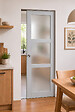 GD MENUISERIES - Porte Coulissante Greyria Gris Clair Vitrée H204 x L93 cm, Galandage - vignette