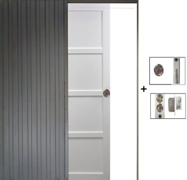 GD MENUISERIES - Porte Coulissante Tamera blanc 4 panneaux H204 x L93 cm, Galandage - large