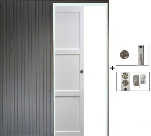 GD MENUISERIES - Porte Coulissante Korya Blanc 3 panneaux H204 x L93 cm, Galandage - large