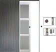 GD MENUISERIES - Porte Coulissante Kenya Blanc Vitrée H204 x L73 cm, Galandage - vignette