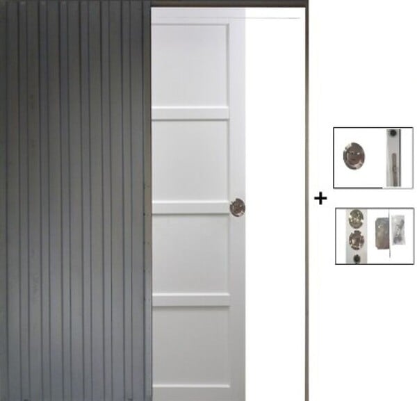 GD MENUISERIES - Porte Coulissante Tamera blanc 4 panneaux H204 x L63 cm, Galandage - large