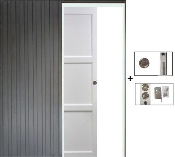 GD MENUISERIES - Porte Coulissante Korya Blanc 3 panneaux H204 x L73 cm, Galandage - large