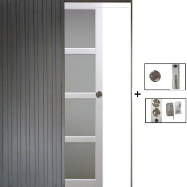 GD MENUISERIES - Porte Coulissante Tana blanc Vitrée H204 x L93 cm, Galandage - large