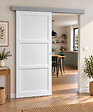 GD MENUISERIES - Porte Coulissante Korya Blanc 3 panneaux H204 x L73 cm, Rail Alu, Coquilles blanc - vignette