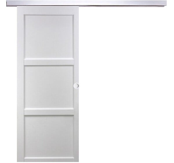GD MENUISERIES - Porte Coulissante Korya Blanc 3 panneaux H204 x L73 cm, Rail Alu, Coquilles blanc - large