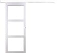GD MENUISERIES - Porte Coulissante Kenya Blanc Vitrage transparent H204 x L83 cm, Rail Alu Bandeau Blanc, Coquilles blanc - vignette