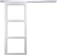 GD MENUISERIES - Porte Coulissante Kenya Blanc Vitrage transparent H204 x L83 cm, Rail Alu, Coquilles blanc - vignette
