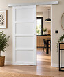 GD MENUISERIES - Porte Coulissante Tamera blanc 4 panneaux H204 x L83 cm, Rail Alu, Coquilles blanc - vignette