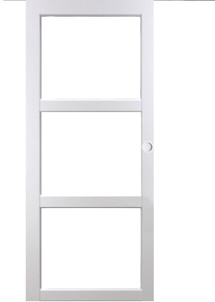 GD MENUISERIES - Porte Coulissante Kenya blanc Vitrage transparent H204 x L73 cm, Coquilles blanc - large