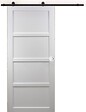 GD MENUISERIES - Porte Coulissante Tamera Blanc 4 Panneaux H204 X L73 cm, Rail Roulettes, Coquilles Blanc - vignette